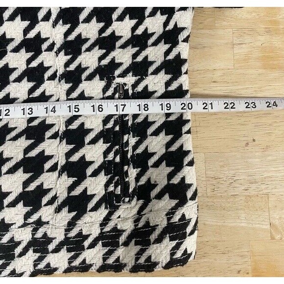 CHICOS Jacket size 2 Knit Motto Jacket Black & White Houndstooth Outerwear Large - Picture 10 of 14
